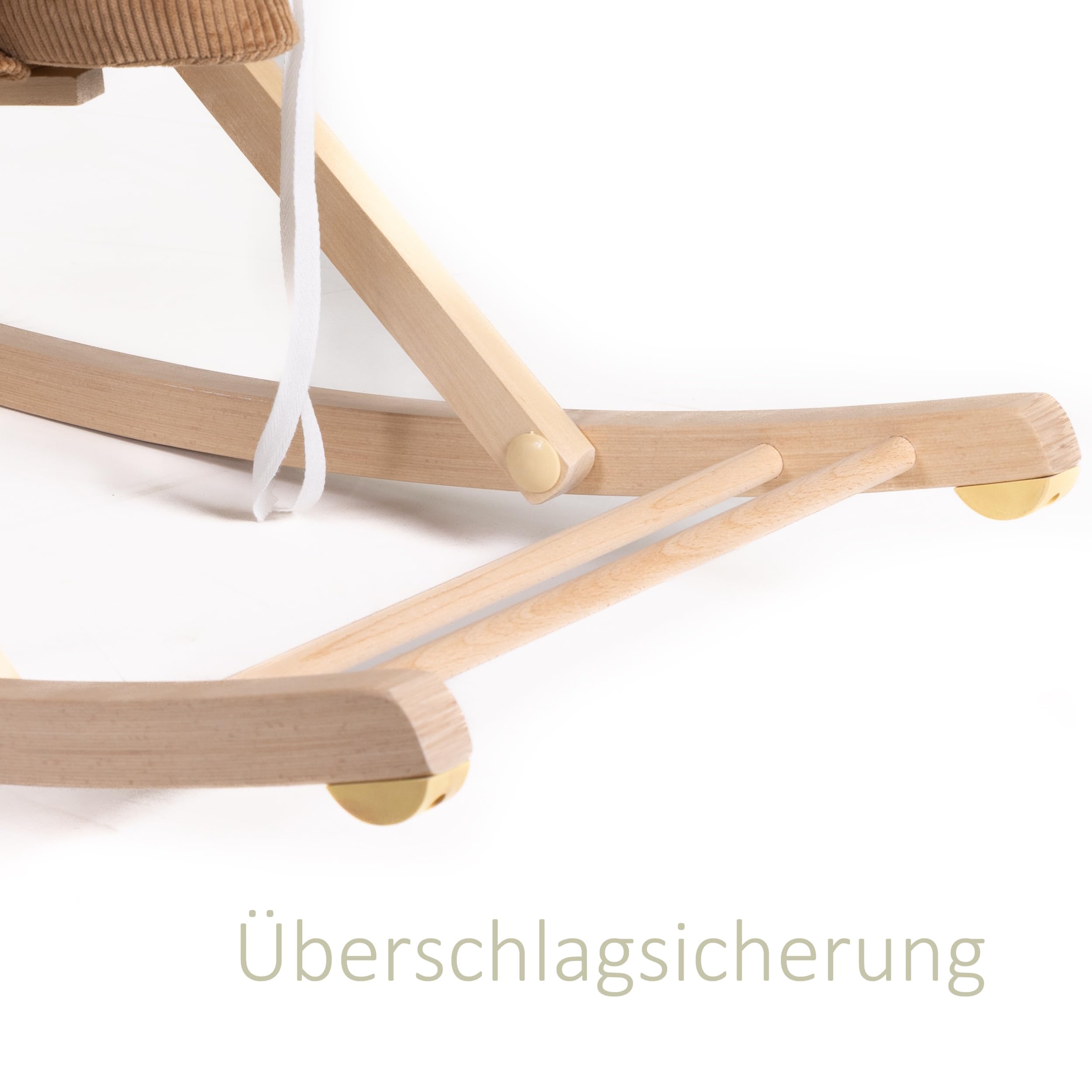 Schaukelpferd Holz mit weichem Cord
