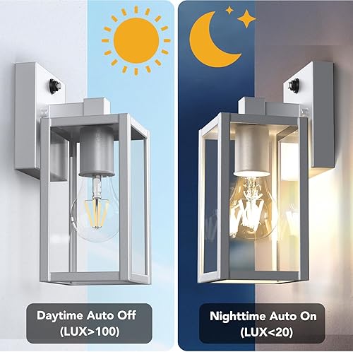 Miniatura 31 de PARTPHONER Lámparas para exteriores del atardecer al amanecer, paquete de 2 luces con sensor de porche, lámpara de iluminación impermeable