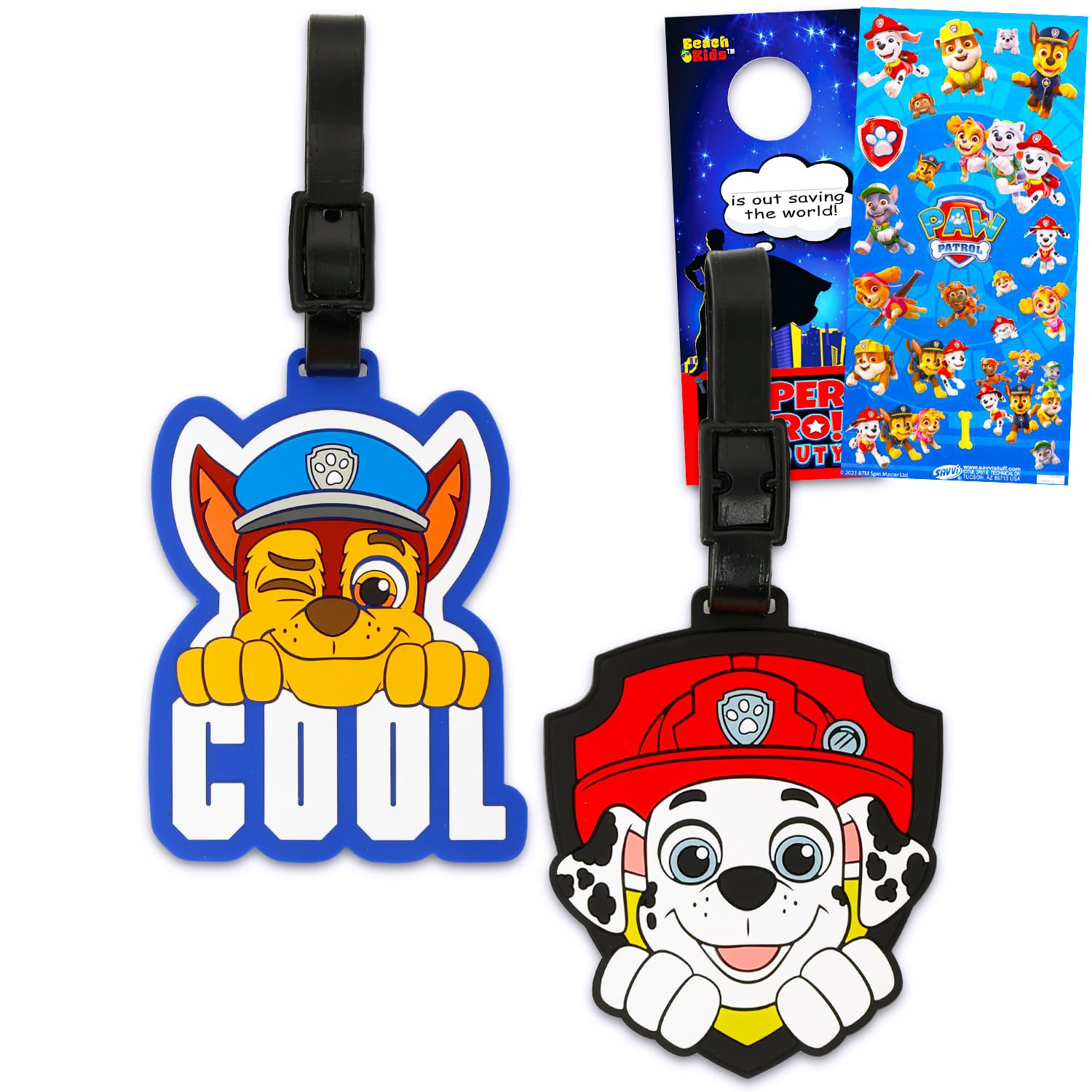 Paw Patrol Luggage Tag Gift Set - Bundle with 2 Collectible Chase and Marshall Suitcase Tags Fashion Accessories Plus Stickers | Paw Patrol Travel