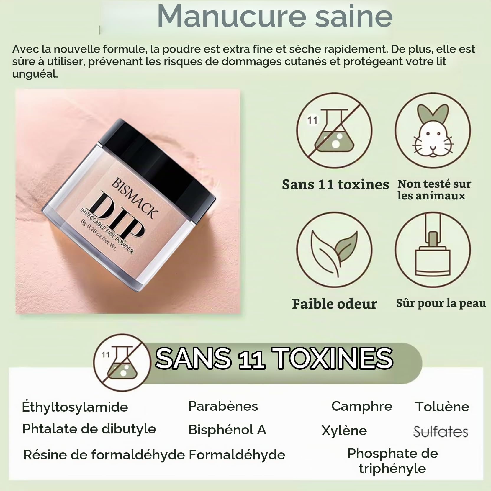 Kit de poudre de trempette 10pcs / ensemble, poudre trempette à 4 couleurs avec activateur base / couche finition, kits d'ongles pour bricolage, marron