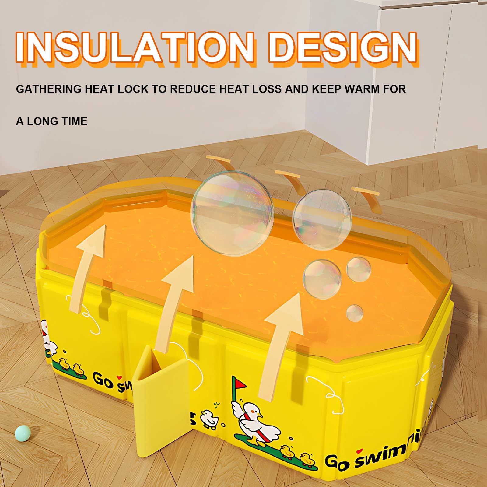 Baignoire Bébé Pliable Grande avec 5 Balles et 4 Canards Bouchon de Vidange Enfant 0-8 Ans Vert
