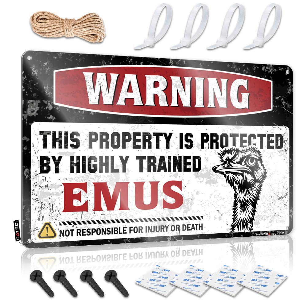 BRUNTELO Personalized Bar Signs Warning This Property Is Protected By A Highly Trained Emus Tin Sign(30X40CM)