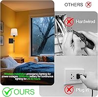 Vista 4 de Juego de 2 apliques de pared a pilas, luces de pared recargables inalámbricas negras con bombillas RGB recargables regulables, lámpara de pared