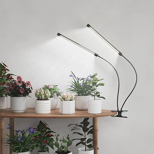 Miniatura 6 de Luz de crecimiento, 6500 K de espectro completo, blanco, rojo, azul, 84 LED, lámpara de plantas, escritorio con clip para plantas de interior, 5
