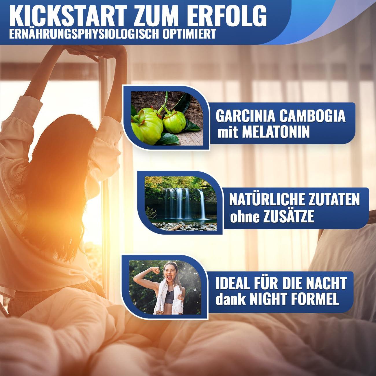 SlimEXrin® NIGHT BURN - Kapseln mit 0,5 mg Melatonin & Cholin - Abnehmen & Stoffwechsel Rezeptur mit Glucomannan - Extrem, schnell & endlich - verbesserte Nachtformel - für Frauen + Männer
