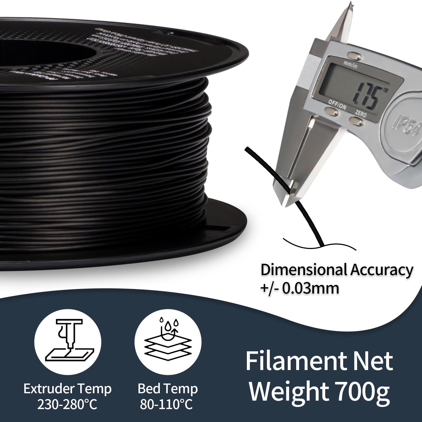 Filamento 3D CF Polypropile TINMORRY 700g Matte Black - Dettaglio