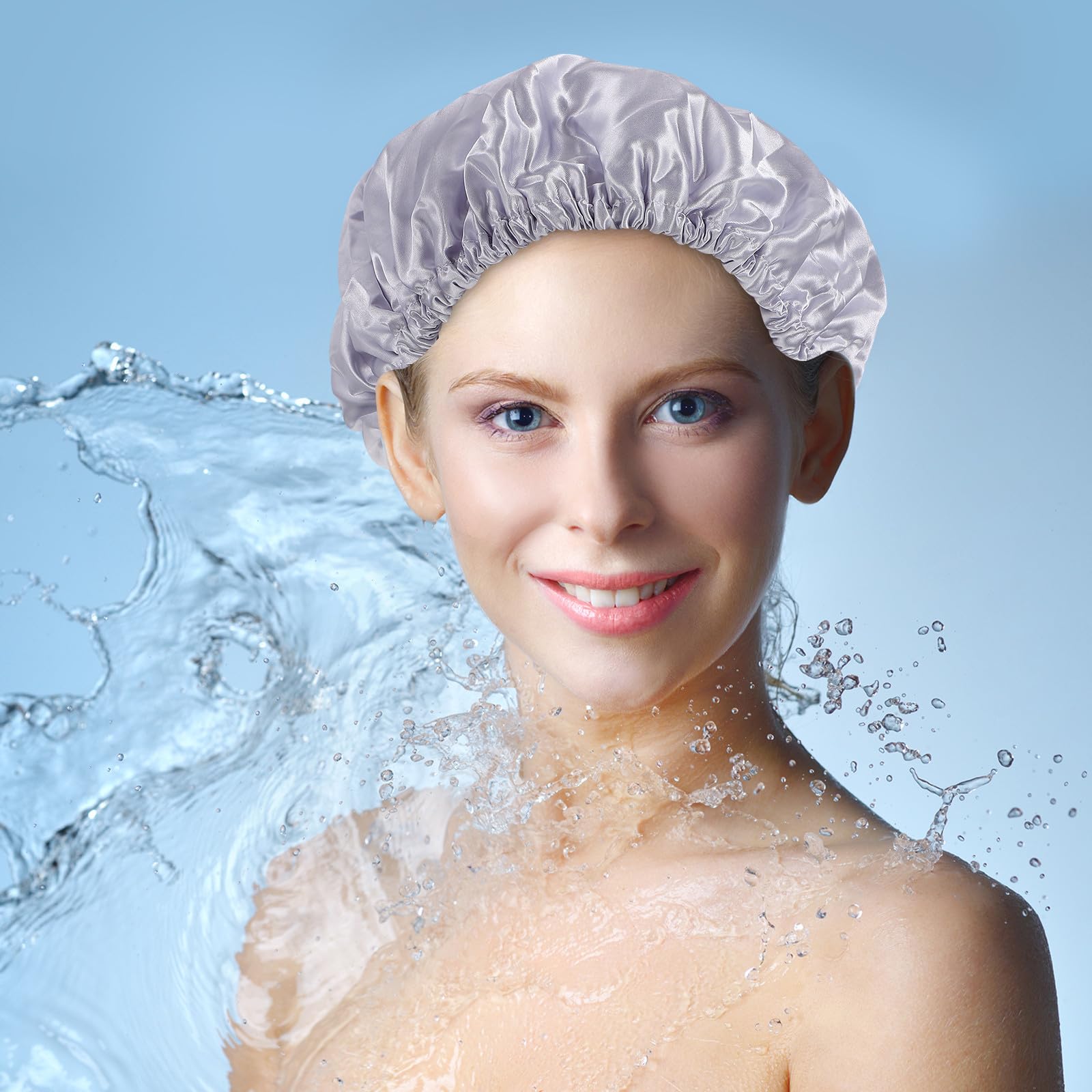 Veemoon 3 piezas Gorro Ducha Doble para Mujer Reutilizables Colores Pastel Protección contra Humedad para Baño y Maquillaje