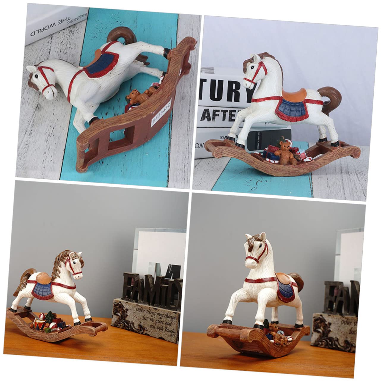 Resin Schaukelpferd Weihnachtsschmuck Tischdeko für Weihnachten Lustiges Hobbyhorse Ornament für Wohnzimmer und Schlafzimmer Weihnachtsdekoration für Zuhause