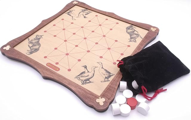 Fox & Geese traditional wooden board game