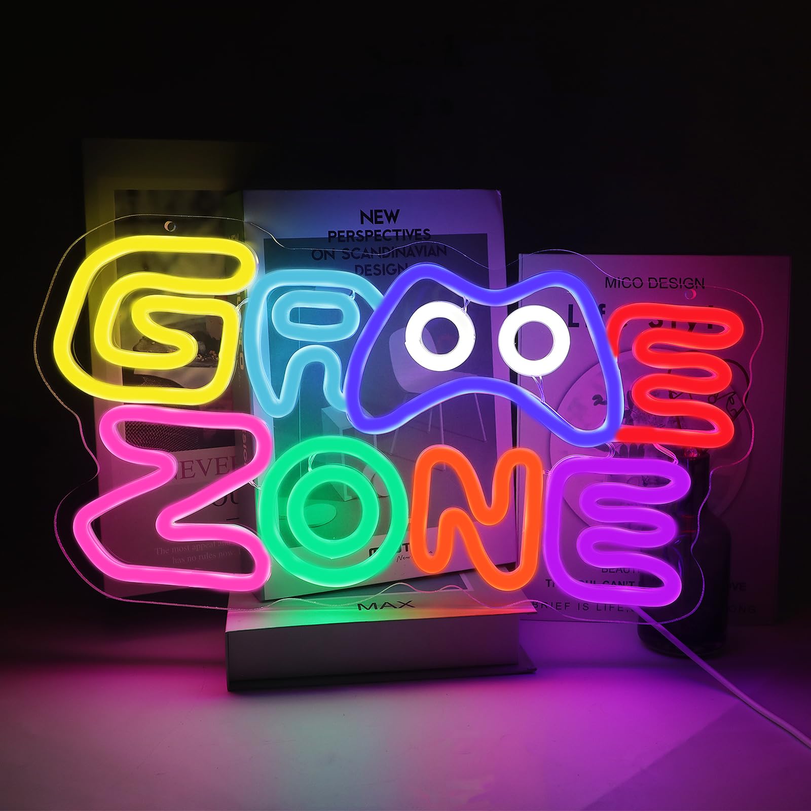 Gaming Zone Neon Schild, Buntes LED Gaming Neon Licht für Wanddekoration, USB betriebene dimmbare bunte für Schlafzimmer Bar Gaming Zimmer, Wand, Schreibtisch Dekoration,Geschenk für Gamer (B)