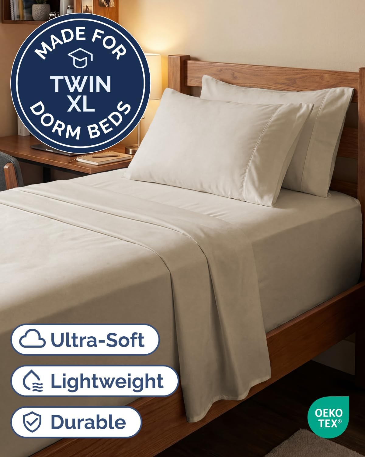 Extra Deep Twin XL Sheet Set - 4 Piece College Dorm Bed Sheets Set with Extra Deep Pockets - Ultra-Soft, Comfy & Breathable Bedding for Women, Men, Kids & Teens - Wrinkle Free & Fade Resistant - Wheat thumbnail