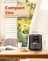 Vista 7 de CUSIMAX Space Heater for Indoor Use, Mini Heater Fan with Thermostat, 7H Timer, 2 Modes, 800W PTC Ceramic Heater for Room Office Desk, Instant