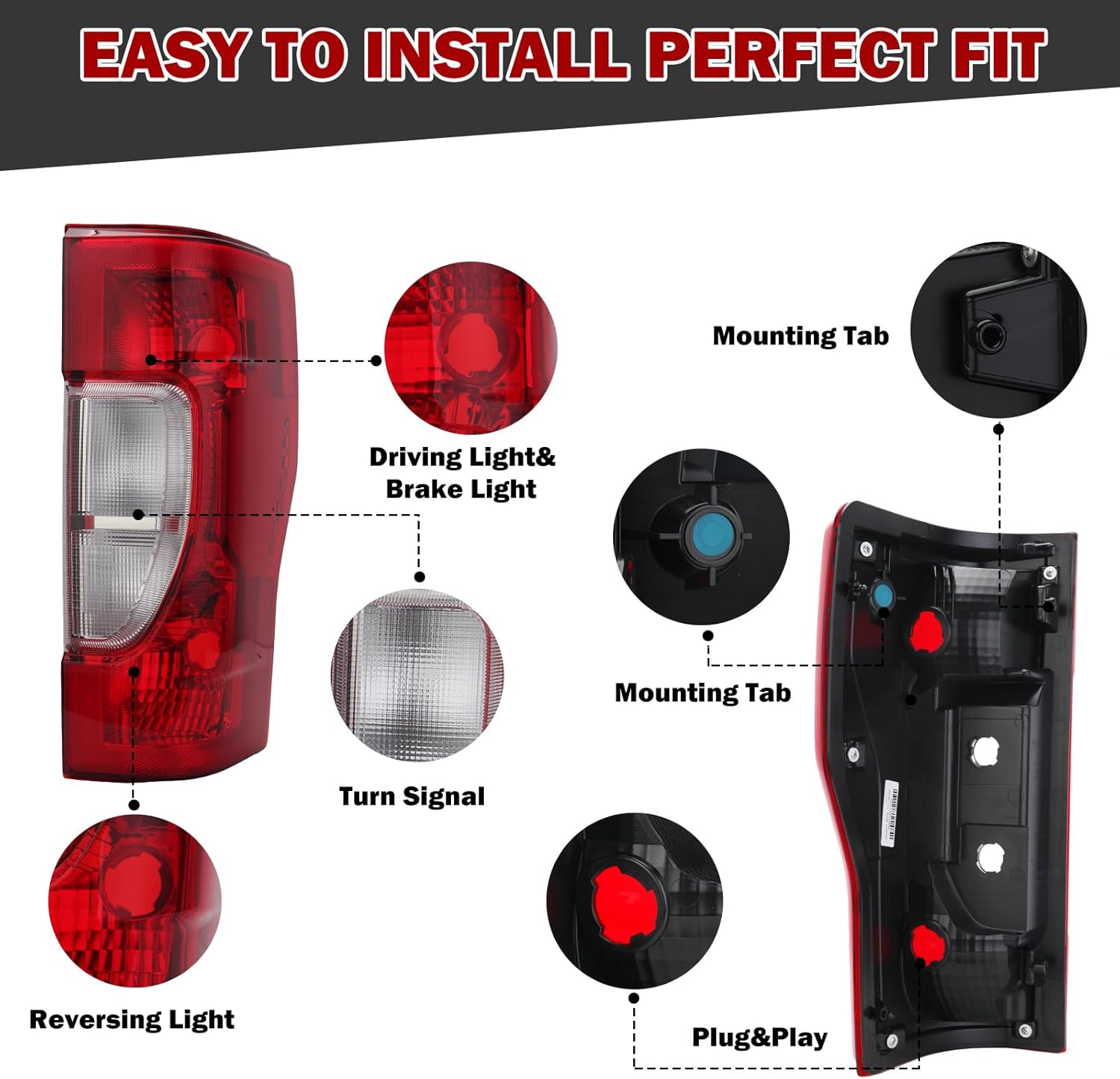 Halogen Tail Light Assembly For Ford F250 F350 Super Duty 2020 2021 2022 LC3Z13404C Rear Lamp Brake Light (Right Passenger Side) Without Bulb
