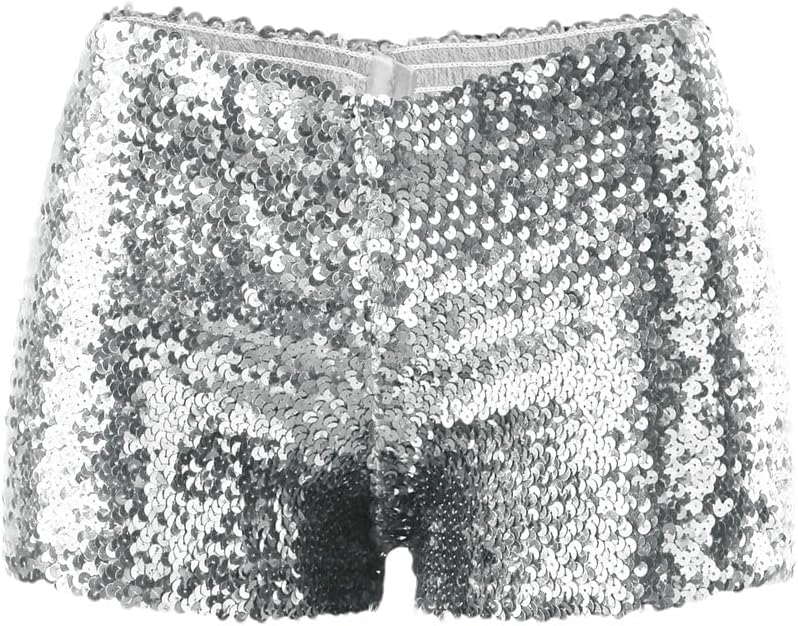 Women's Sequined Patchwork Party Shorts Solid Color Casual Slim Fit Shorts
