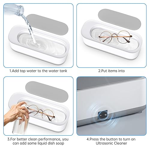 Miniatura 6 de Limpiador ultrasónico de joyería de alta frecuencia con vibración de 45 KHz, limpiador ultrasónico para joyas, anillos, aretes, collares, anteojos,