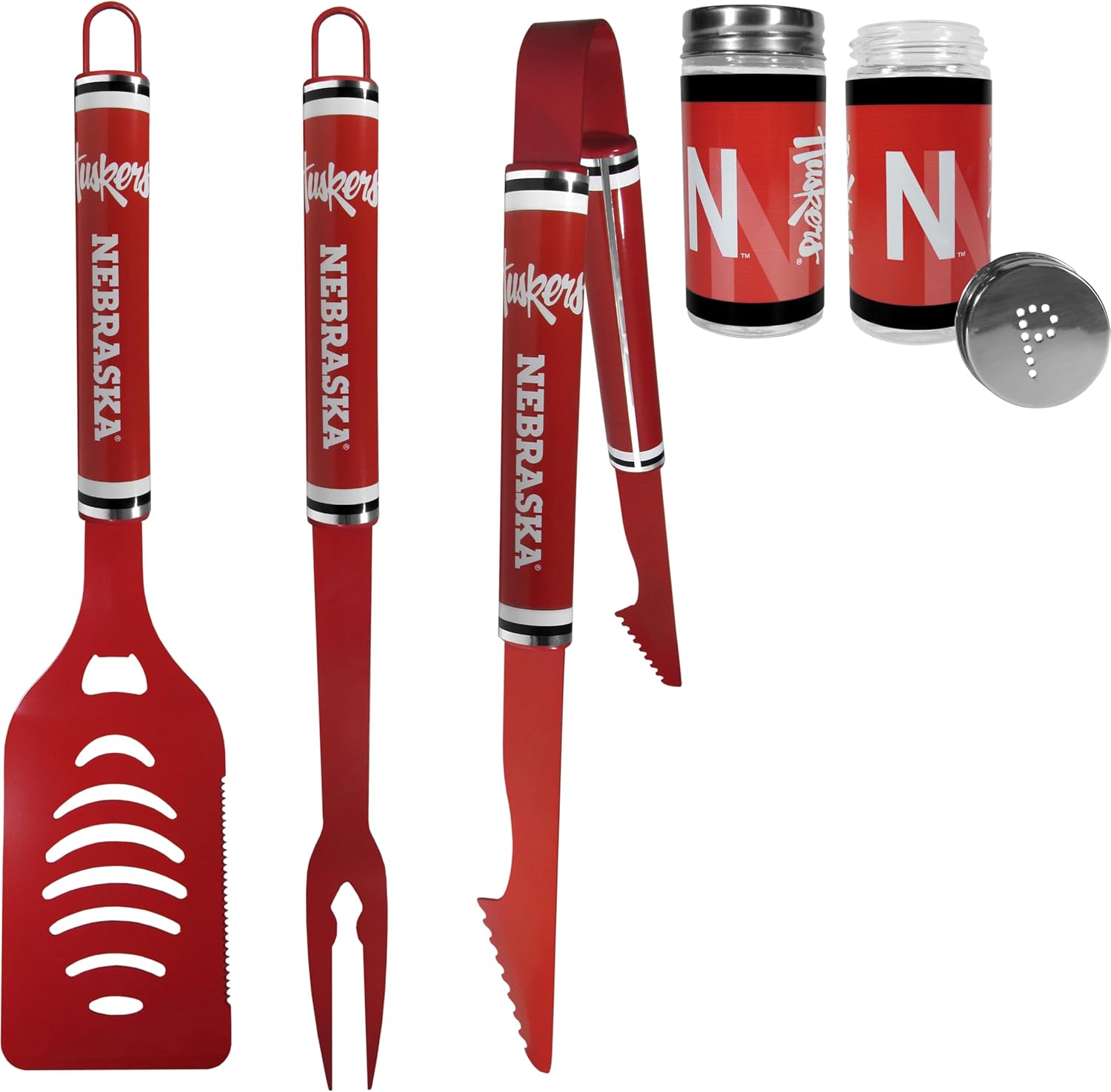 Siskiyou NCAA Nebraska Cornhuskers 3 pc Logo BBQ Tools w/Shakers, One Size, Team Colors