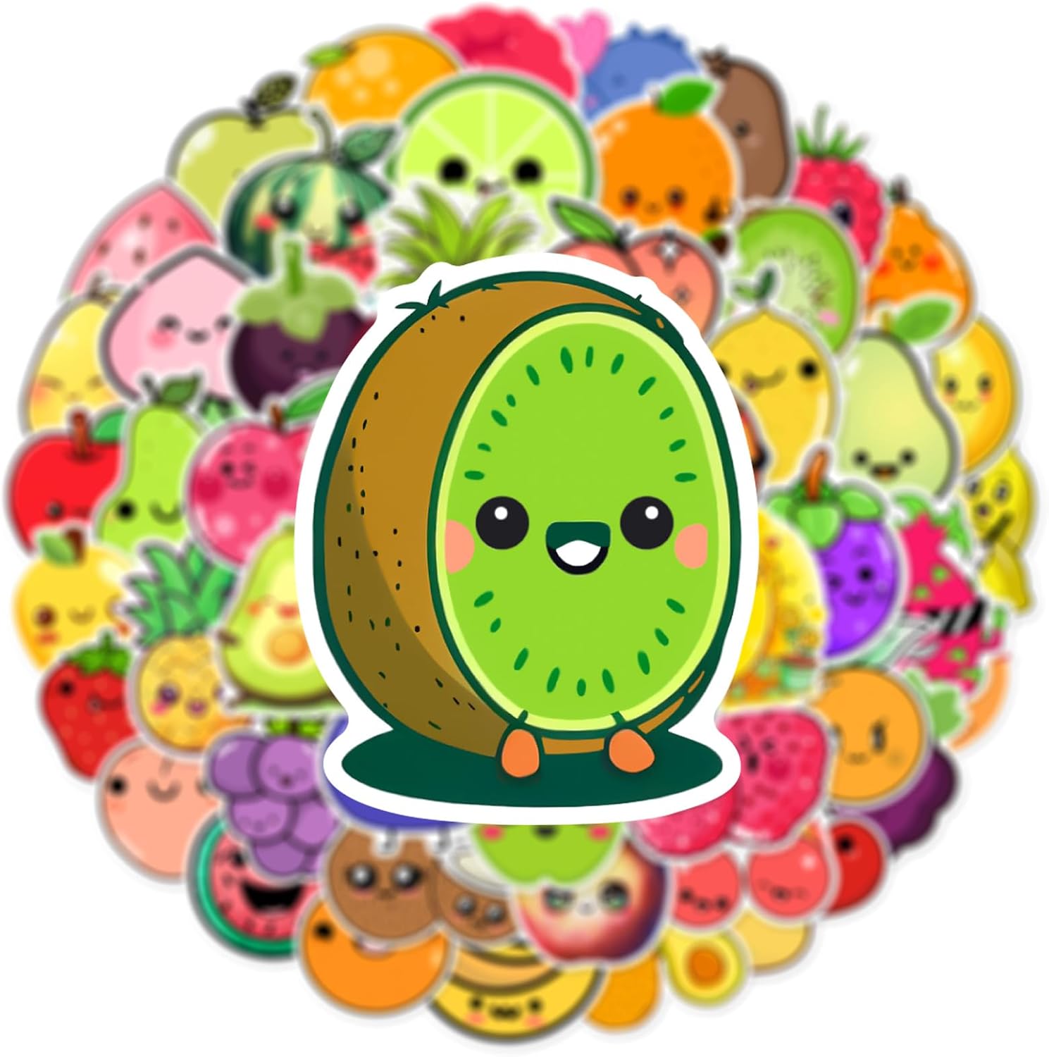50Pcs Fruit Stickers Pack, Cartoon Cute Fruit Sticker for Kids image 3