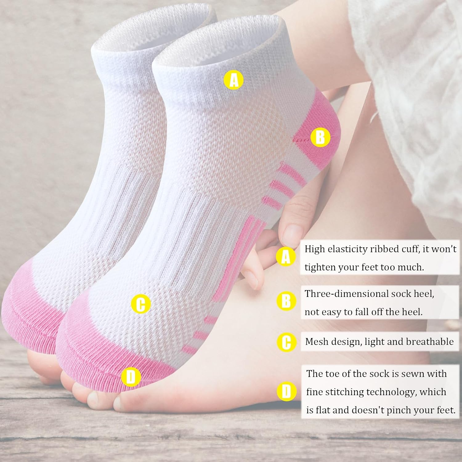 Bemeol Girls Socks 12 Pairs Ankle Socks Girls Athletic Cotton Sports Low Cut Sock for Little Big Kids - Image 5