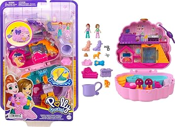 Polly Pocket Compact Playsets, Includes 2 Micro Dolls & 13 Accessories, Travel Toys with Surprise Reveals (Styles May Vary)