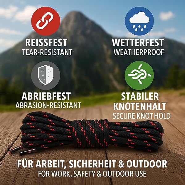 Di Ficchiano Schnürsenkel rund Ø 4,5 mm Polyester – Schwarz, Weiß, Braun & weitere Farben – reißfest für Sneaker, Stiefel, Wander- & Trekkingschuhe – 70 bis 220 cm – 1 oder 2 Paar - 2