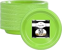 Vista 1 de Exquisite Platos de plástico verde lima de 9 pulgadas, 50 unidades, platos desechables redondos de color sólido, platos de fiesta verde lima
