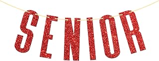 Red Glitter Senior Banner/Congrats Grad/High School College Graduation/Master Graduation Party Decorations