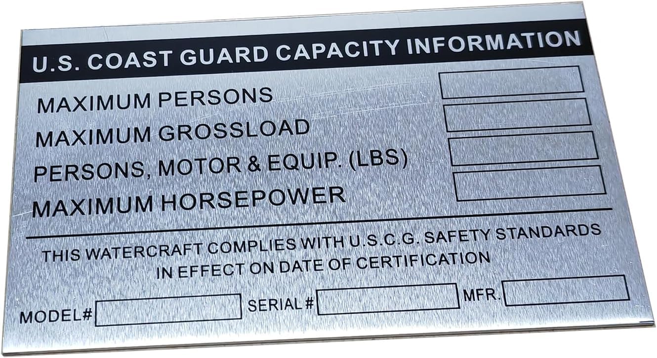 CWZ Custom Aluminum Boat Capacity & Data Plate 5x3" Silver
