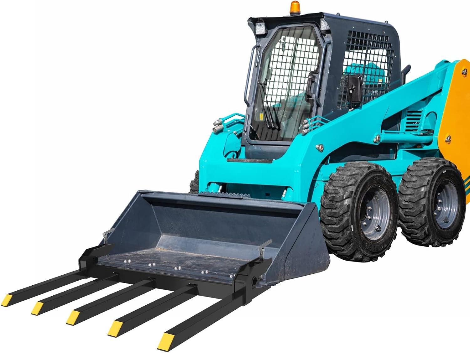 Clamp on Debris Forks Fits 48" Bucket, 2500 LBS Load Capacity Clamp on Pallet Forks, Heavy Duty Tractor Bucket Attachments for Loader Bucket Skidsteer Tractor