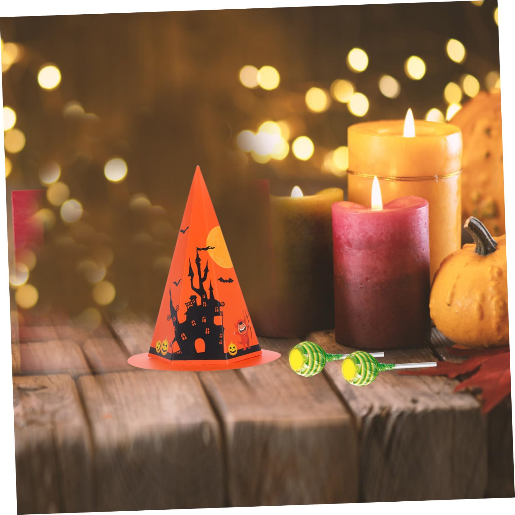Ciieeo 50pezzi Scatola Caramelle Halloween Forma Cappello Strega Scatola Caramelle Scherzetto Contenitore Biscotti Halloween Conservazione