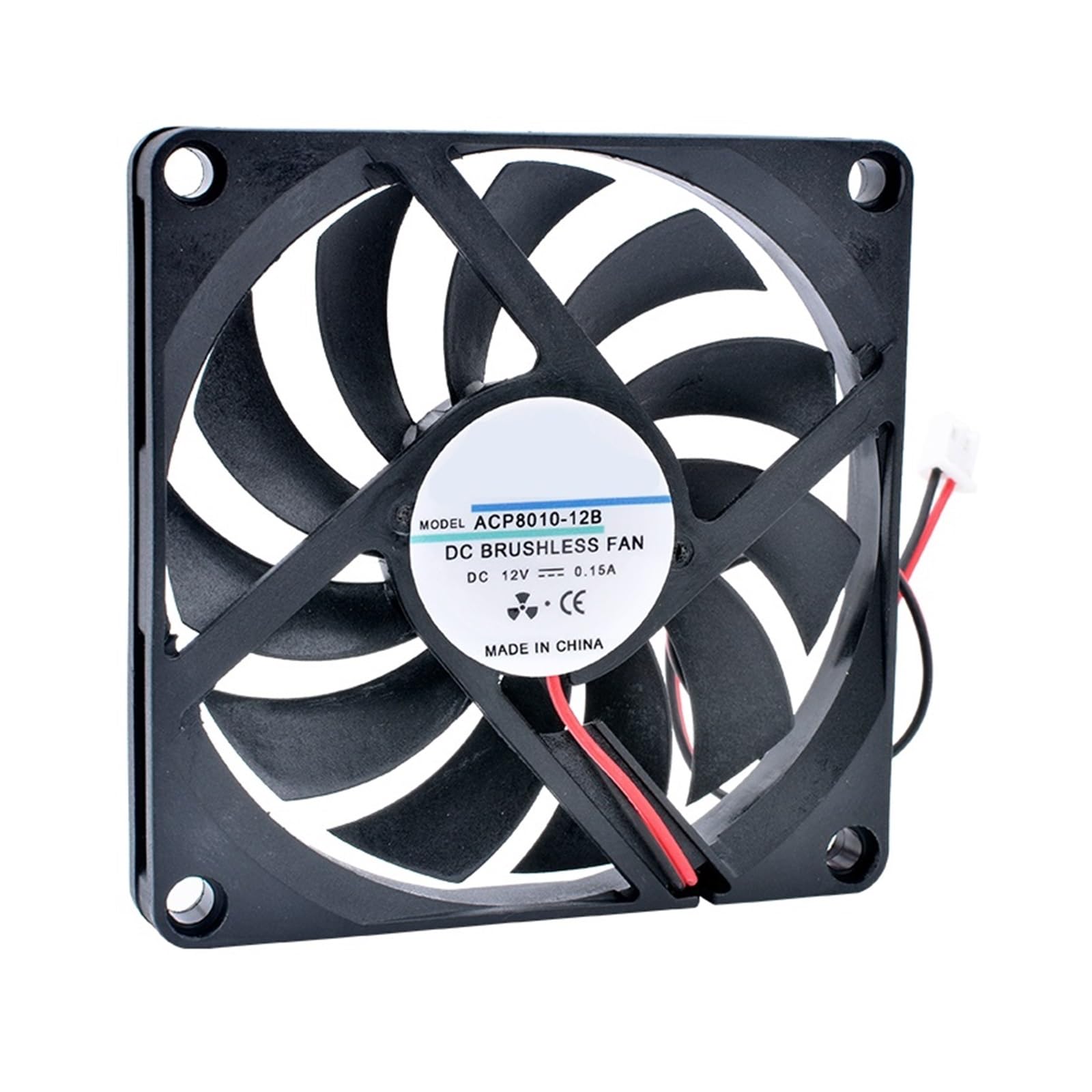Ventilateur de refroidissement 80x80x10mm DC 12V 2 broches pour refroidissement de châssis