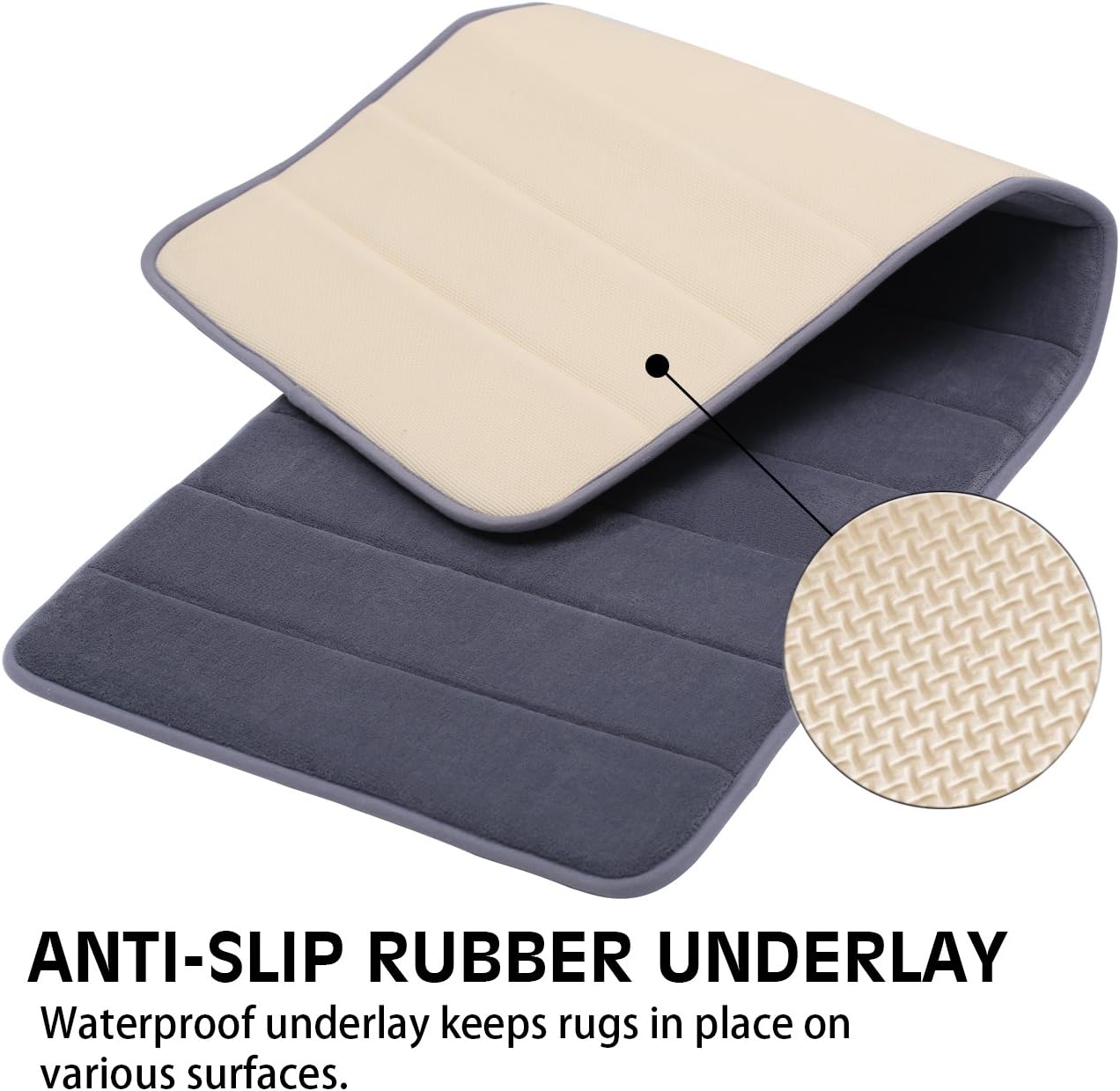 KMAT 47" x 17" Long Memory Foam Bath Mat Kitchen Mats Luxury Soft Absorbent Bathroom Rugs Runner Area Rug for Kitchen and Bathroom Grey