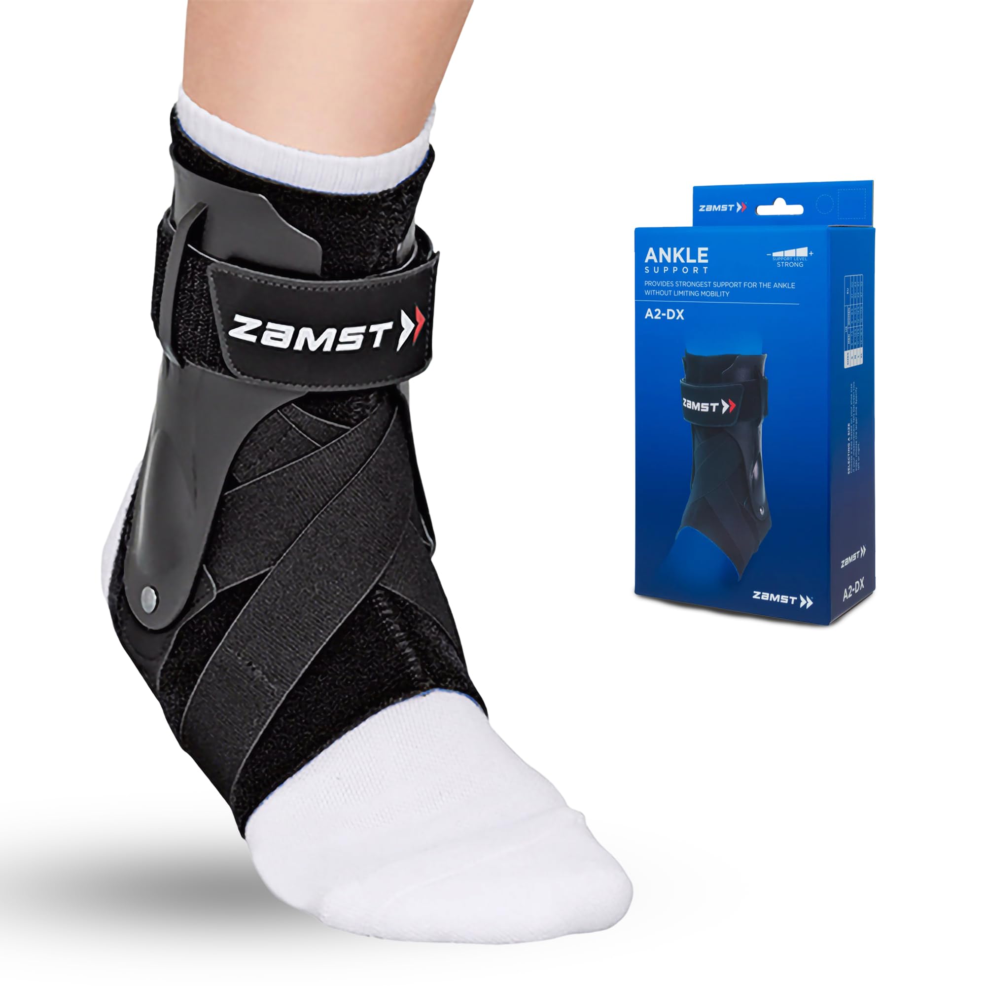 Zamst A2-DX Ankle - Cavigliera Regolabile Protezioni Laterali, Distorsioni Gravi Grado Iii, Instabilità E Lesioni Articolazione - Tutore Caviglia Vestibilità Anatomica (Taglia L - Destra - Nera)-image