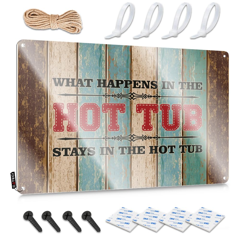 MWFKKADDB Beer Limit Sign What Happens In The Hot Tub Stays In The Tin Sign Vintage Coffee Sign Tin Decor(30X40CM)