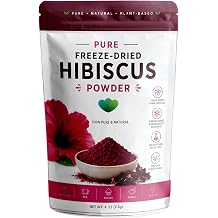 100% Pure Hibiscus Powder Food Grade Freeze-Dried Superfine Hibiscus Flower Powder, 100% Natural, Non-GMO & Vegan | No Added Sugar | Tart Floral Flavor for Tea, Lemonade, Smoothies & Recipes