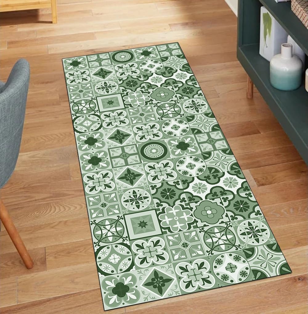 Alfombra de pasillo verde oscuro de 70 x 300 cm para dar un toque bohemio a tu hogar