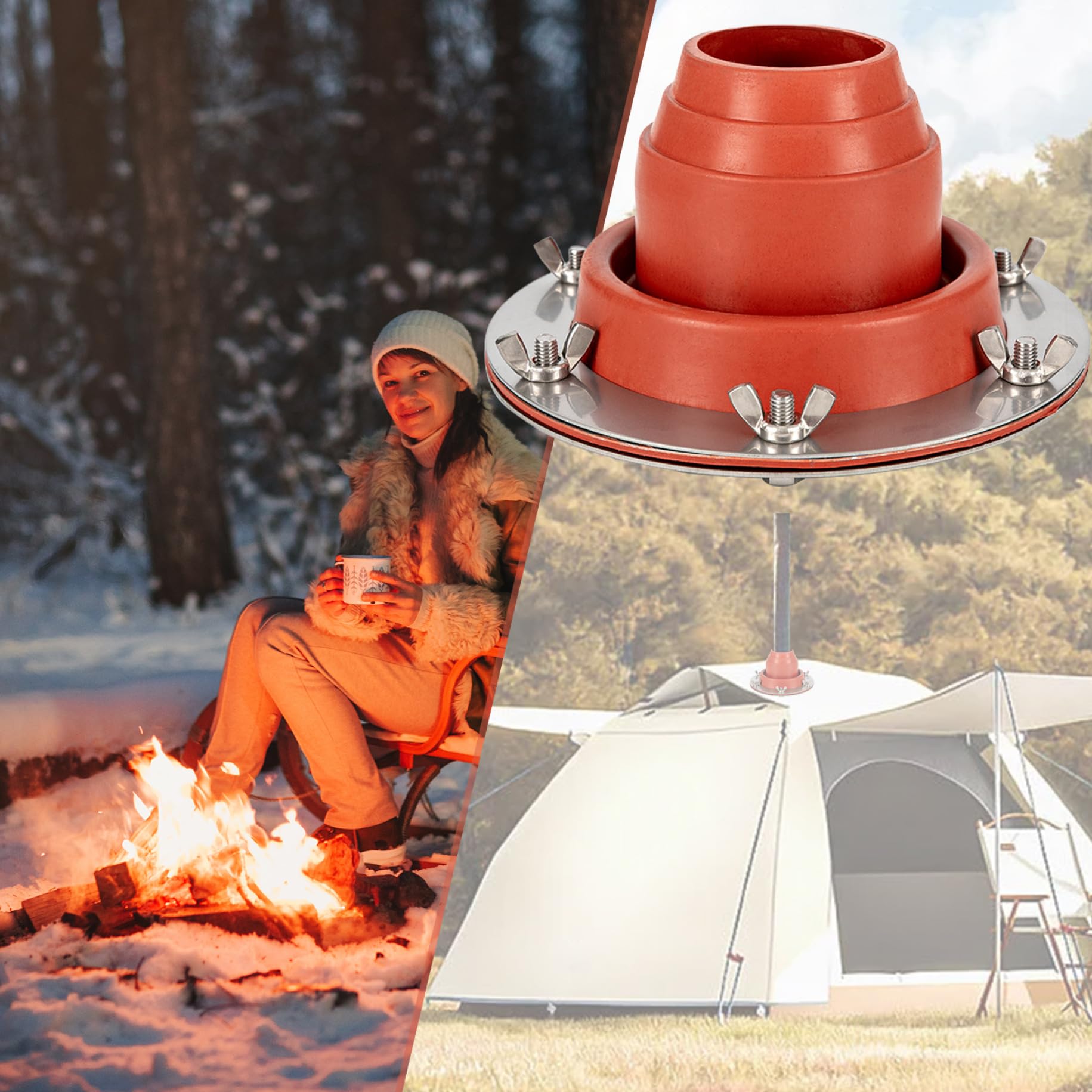 Kit De Cric De Poêle Pour Tente, Tuyau En Silicone Haute Température Kit De Cheminée De