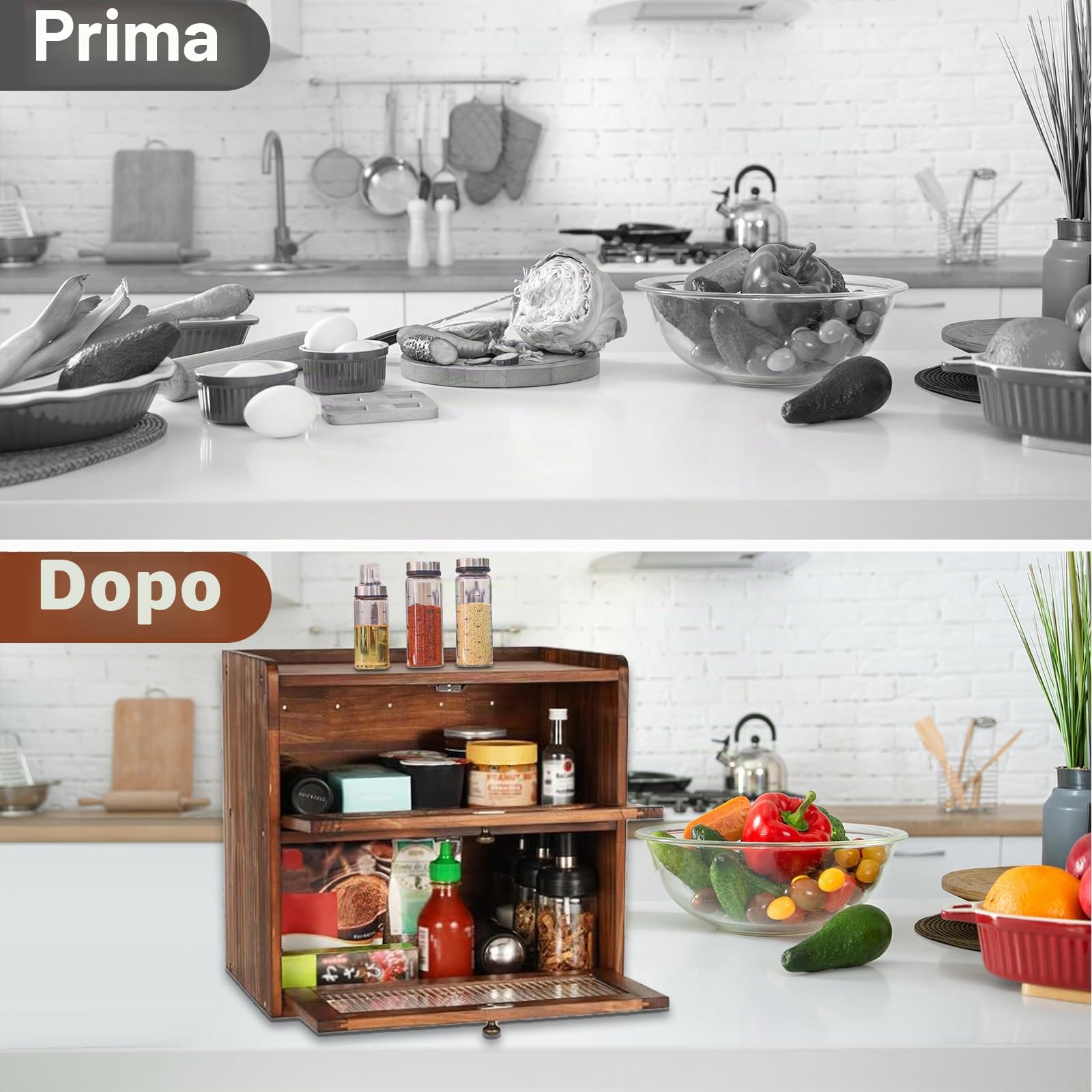 Portapane in Legno,Contenitore per Pane a Doppio Strato per Conservazione di Alimenti di Grande Capacità da Cucina e Panetteria,Cassetta per il Pane Salva Aroma in Legno,36.5*24*34cm (Marrone)