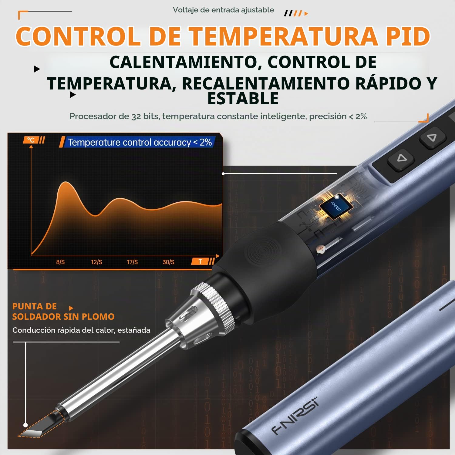 DollaTek Soldador eléctrico inteligente PD 65W Temperatura constante ajustable Soldador portátil de calor rápido