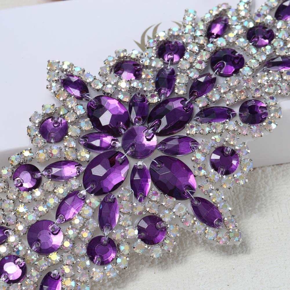 Amazon.com: FANGZHIDI Rhinestone Applique for Wedding Dress  display picture 3