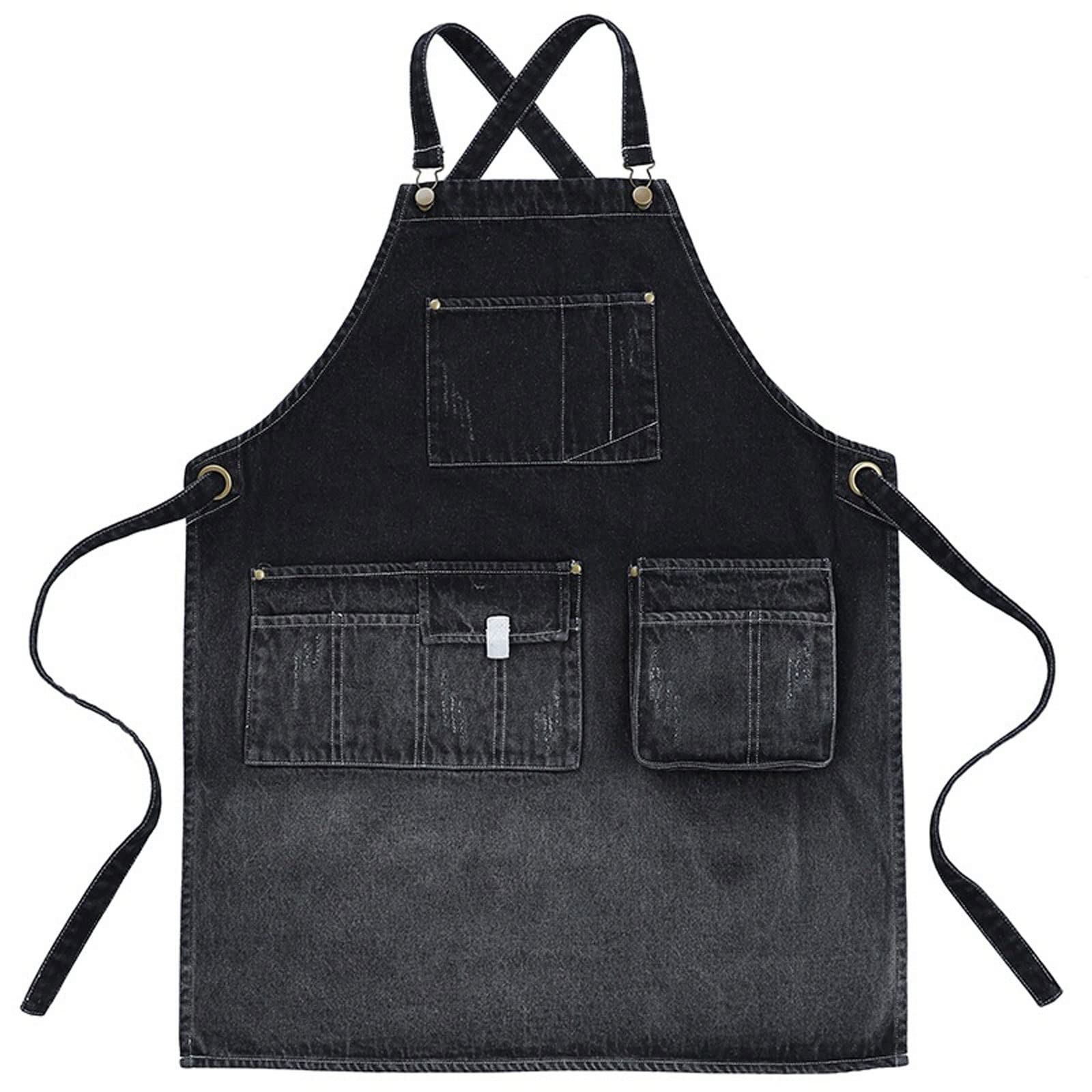 Grembiule uomo donna denim lavato grembiuli tagli di capelli parrucchieri bar lavoro pittura cucina cottura