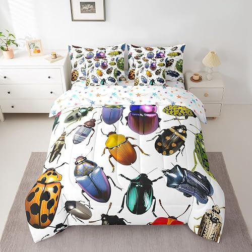 Feelyou Worm Bug Ladybird Comforter Set Twin Size Boys Girls Bed in a Bag