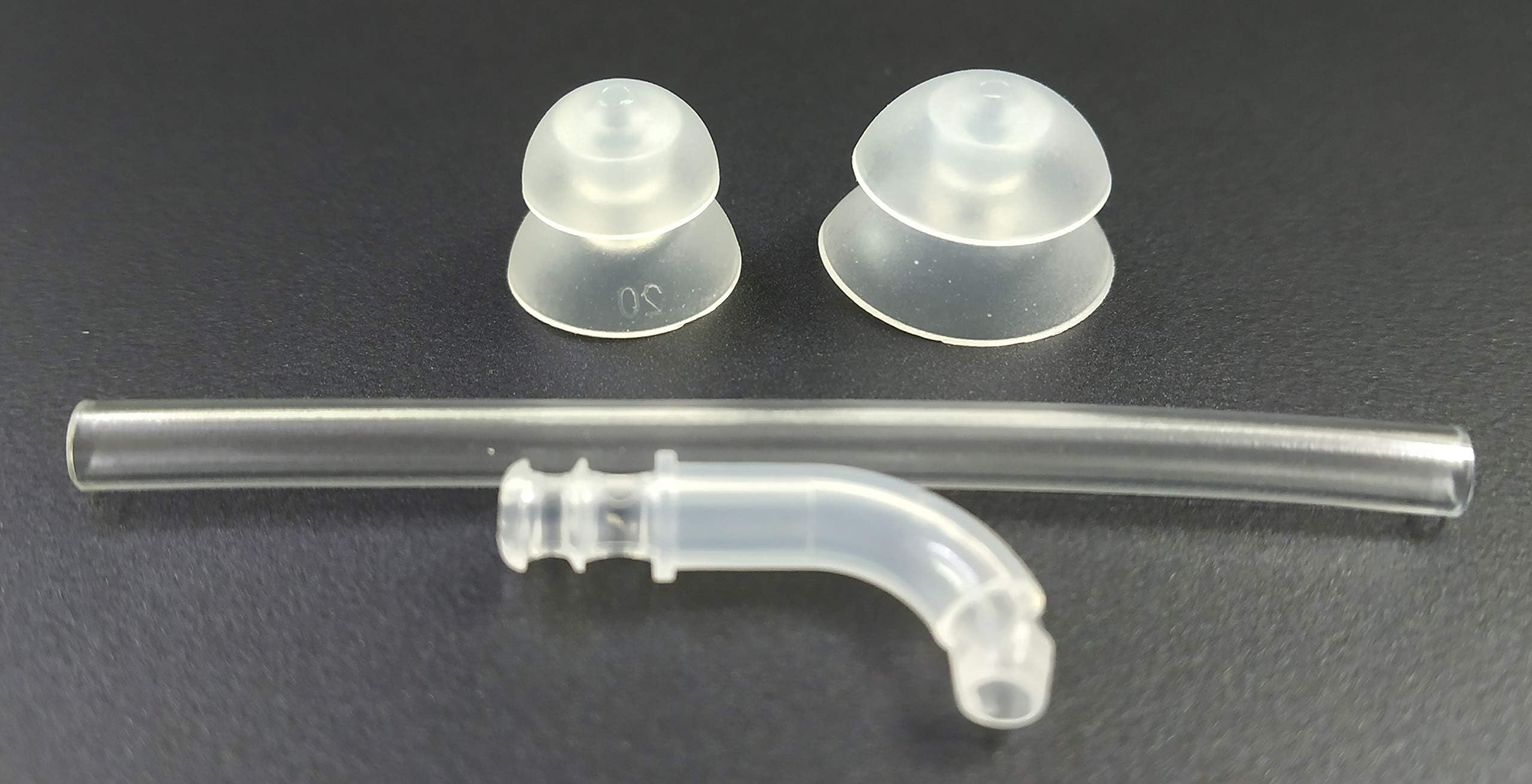 FCSComfort Coupling Set, Pack of 2 Hearing Instrument Domes 8/10mm and 10/12mm Double Dome with Adaptor and Tube forFun P BTE Device..