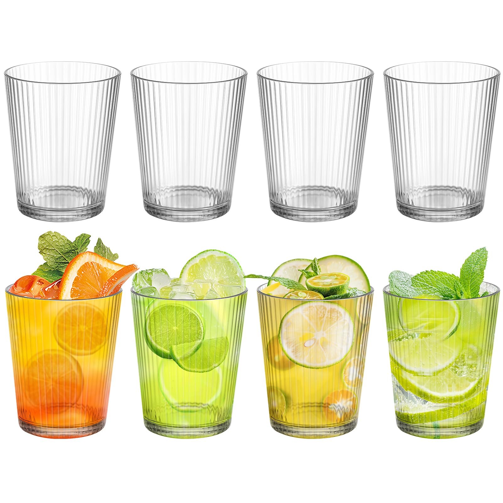 saerryor 8Pcs Reusable Plastic Tumblers, 270ml Plastic Cups