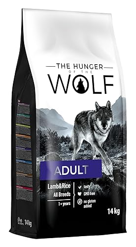The Hunger of the Wolf Hundefutter für ausgewachsene Hunde aller Rassen, Fein zubereitetes Trockenfutter mit Lamm und Reis - 14 kg