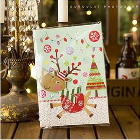 Amazon Leisure Club クリスマスカード メロディ付き グリーティングカード 光り 封筒 音楽とライト付き バースデーカード 誕生日カード メッセージカード 祝福カード クリスマス 手作りの贈り物 ラッピング用品 エルク グリーティングカード 文房具