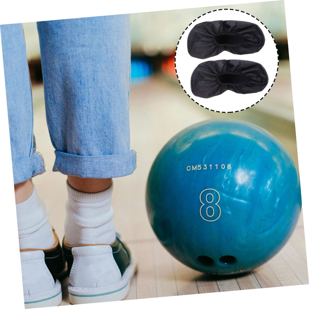 POPETPOP 1 Pair Bowling Shoe Covers Water-Resistant Non-Slip Indoor Foot Protector for Gum Food Protection