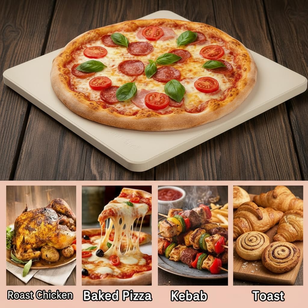 Onlyfire Piedra para pizza de 14 x 16 pulgadas con espiral de calor, cordierita, 1,204.4 °C, sin grietas | Piedra de horno resistente para horno, barbacoa y parrilla, resistente a los golpes térmicos