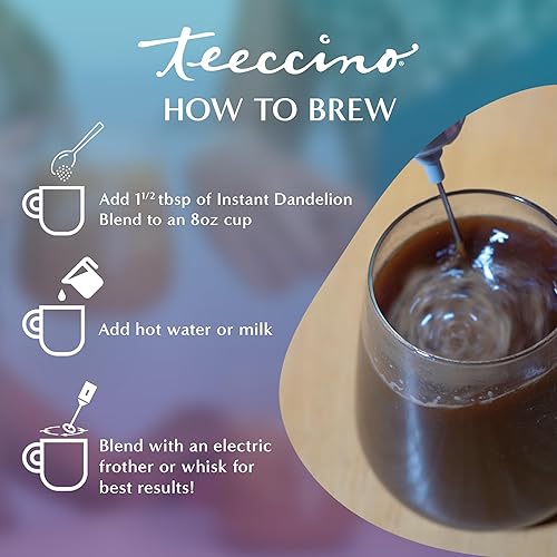 Vista 64 de Teeccino Café a base de hierbas con nueces de caramelo de diente de león, alternativa de café sin cafeína con prebióticos, sin gluten, sin ácidos