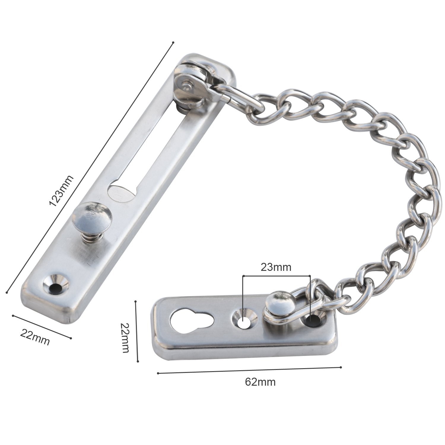 TRIXES Sliver Chain Security Slide Bolt Burgular Chain Door Keeper - Image 3