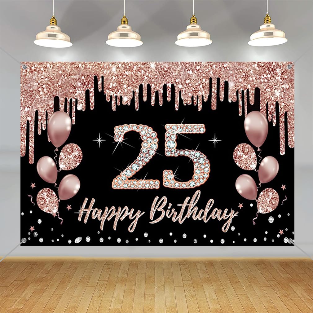 Happy 25th Birthday Glitter Garland Banner - 6.7ft Party Decoration Sign For 25 Year Old - View #2